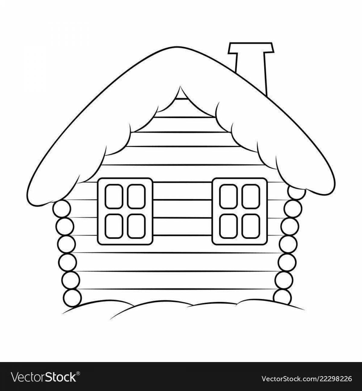 Luxury wooden hut coloring page