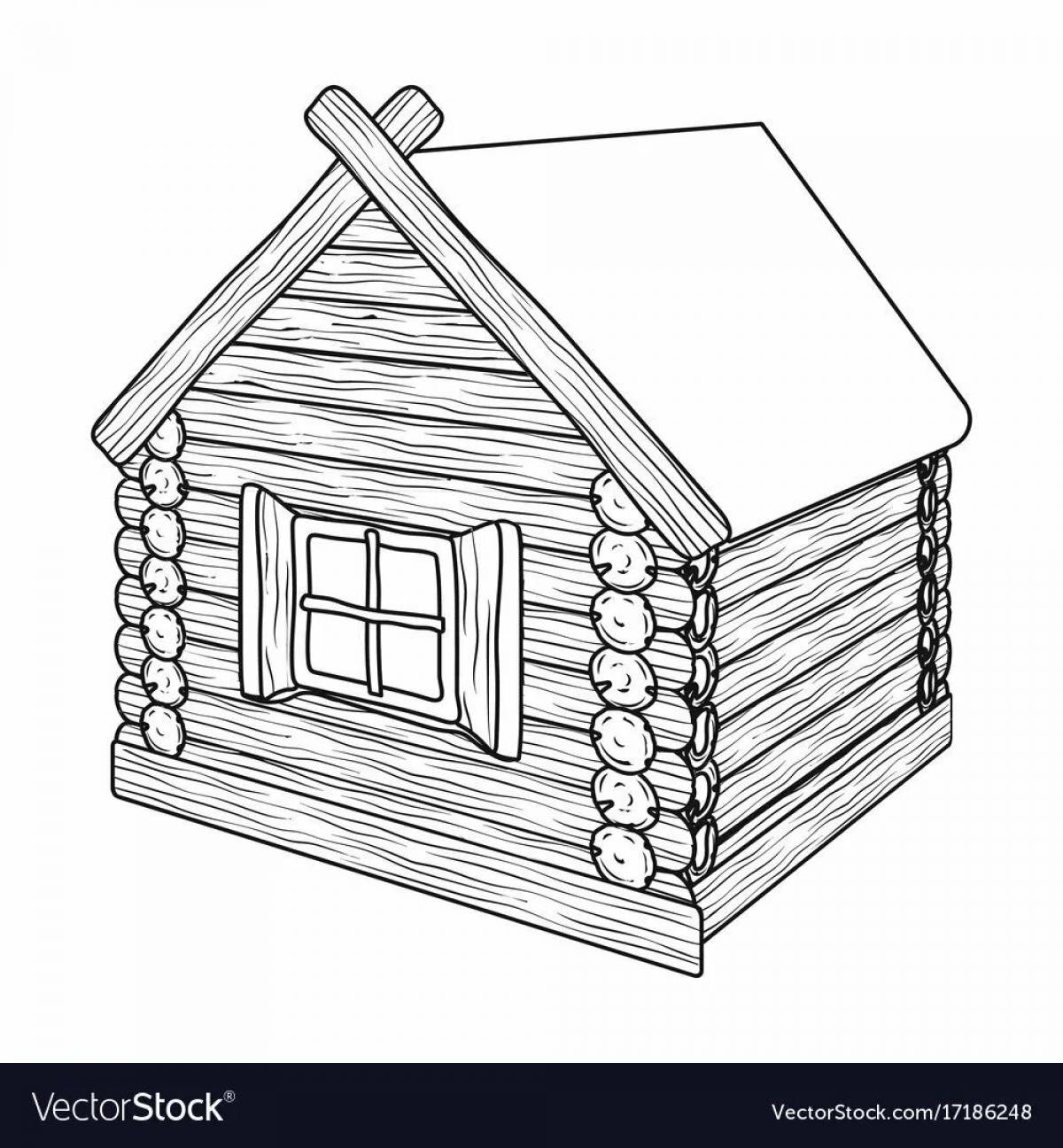 Charming wooden hut coloring book
