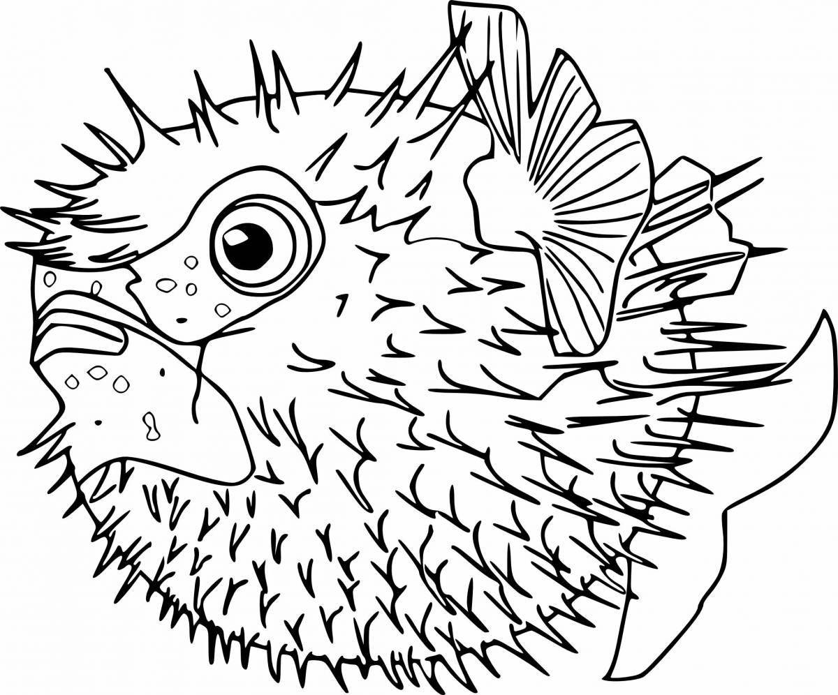Раскраска оживленная рыба-шар