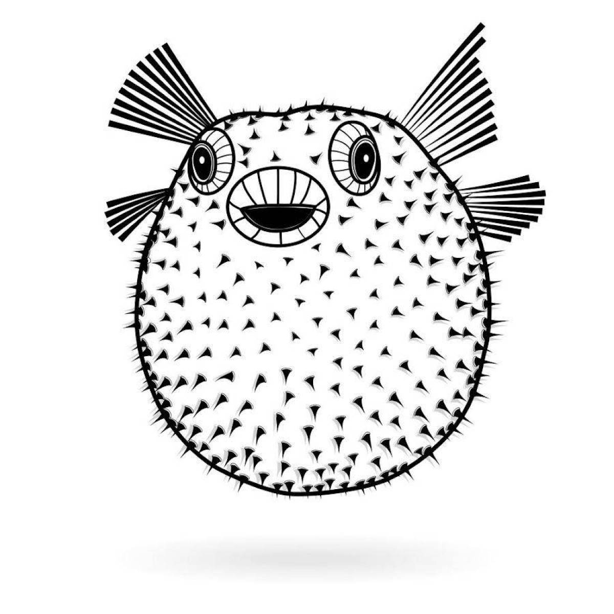Раскраска буйная рыбка-шар