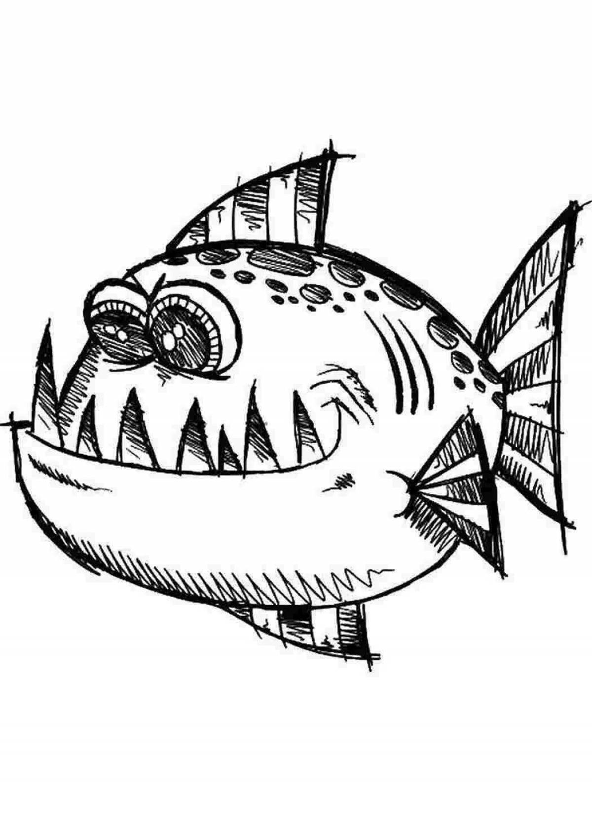 Привлекательная раскраска «рыба-шар»