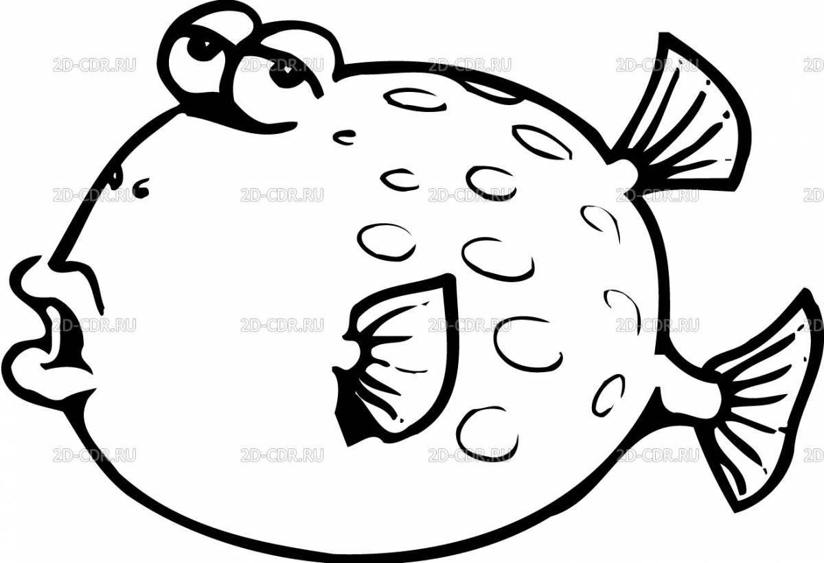 Раскраска привлекательная рыбка-шар
