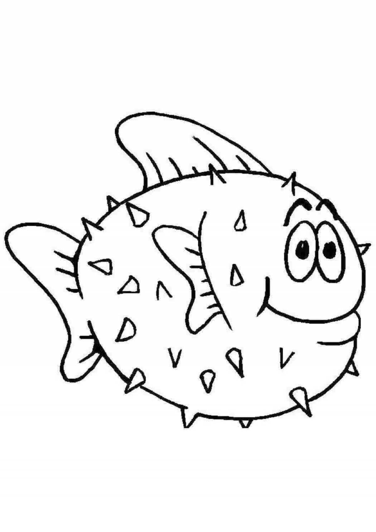 Привлекательная страница раскраски рыбы-шара