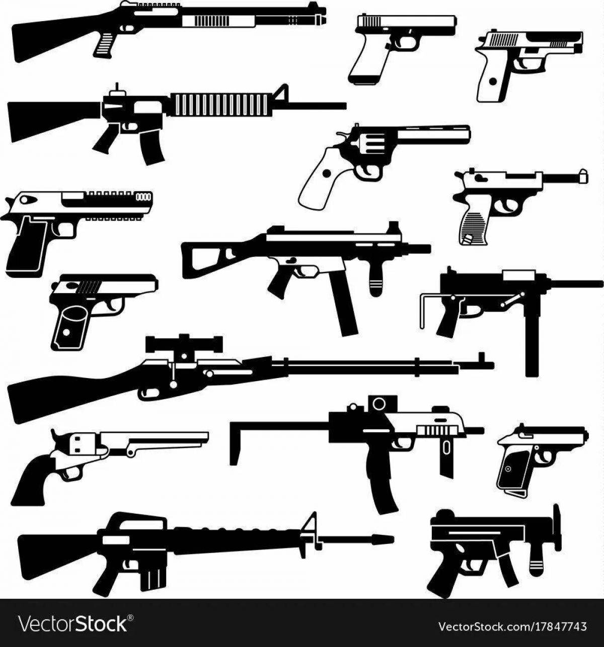 Очаровательная страница раскраски огнестрельного оружия