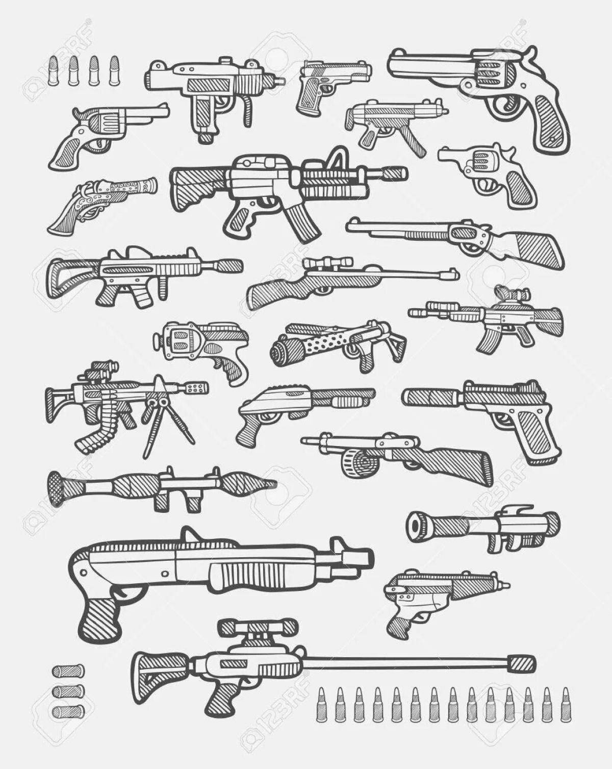 Exquisite firearms coloring page