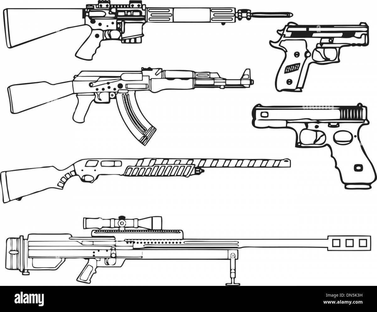 Playful firearms coloring page