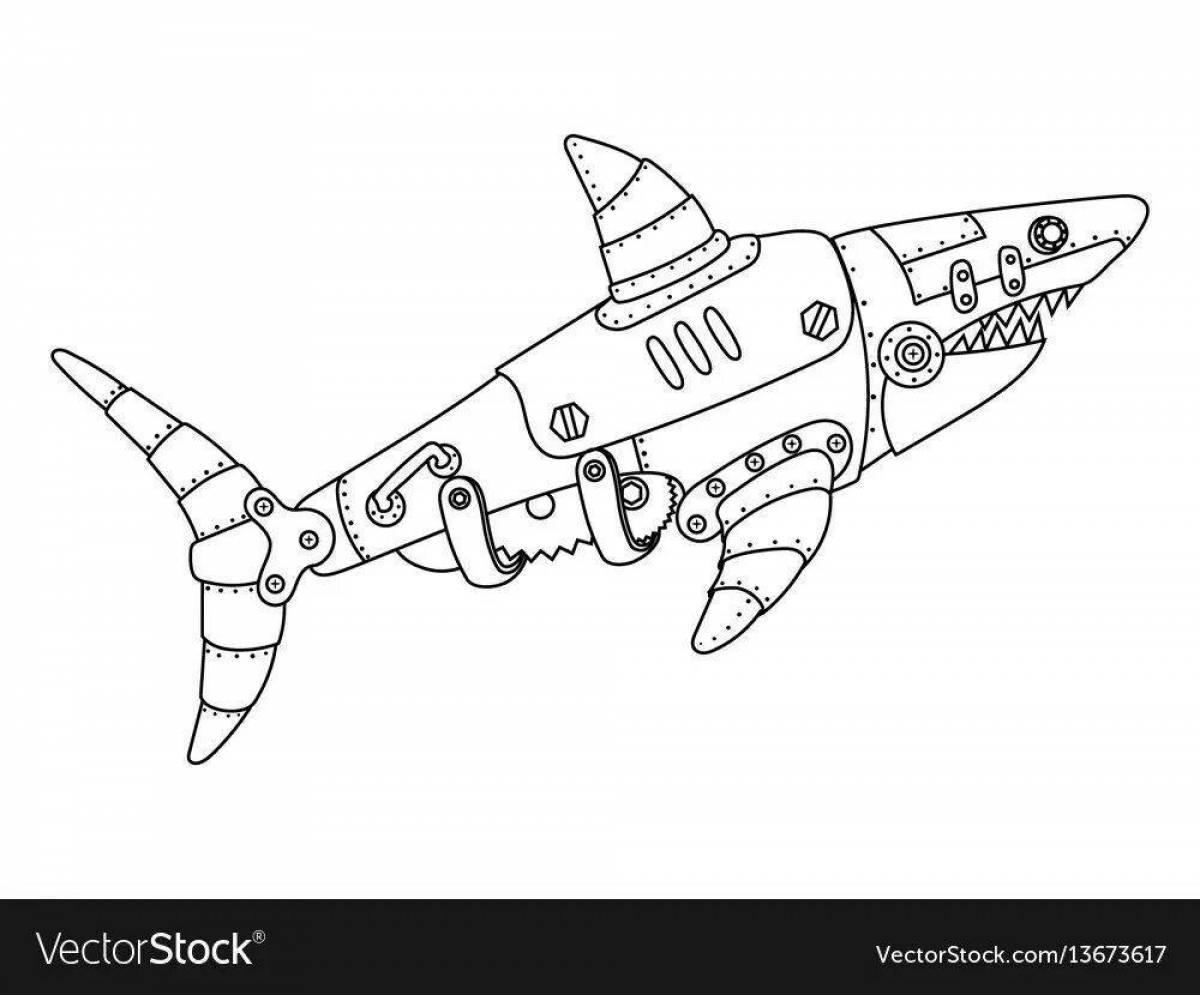 Robot coloring majestic shark