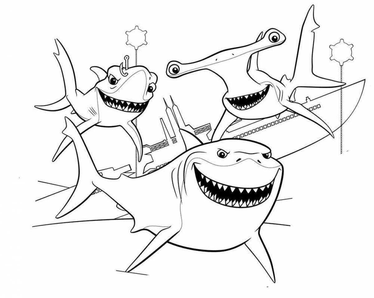 Смелая страница раскраски робота-акулы