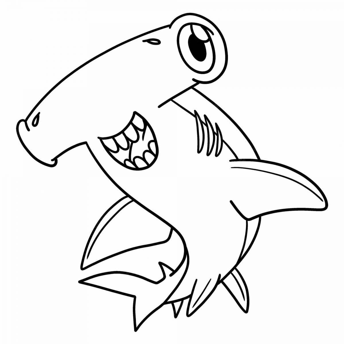 Glowing robot shark coloring page