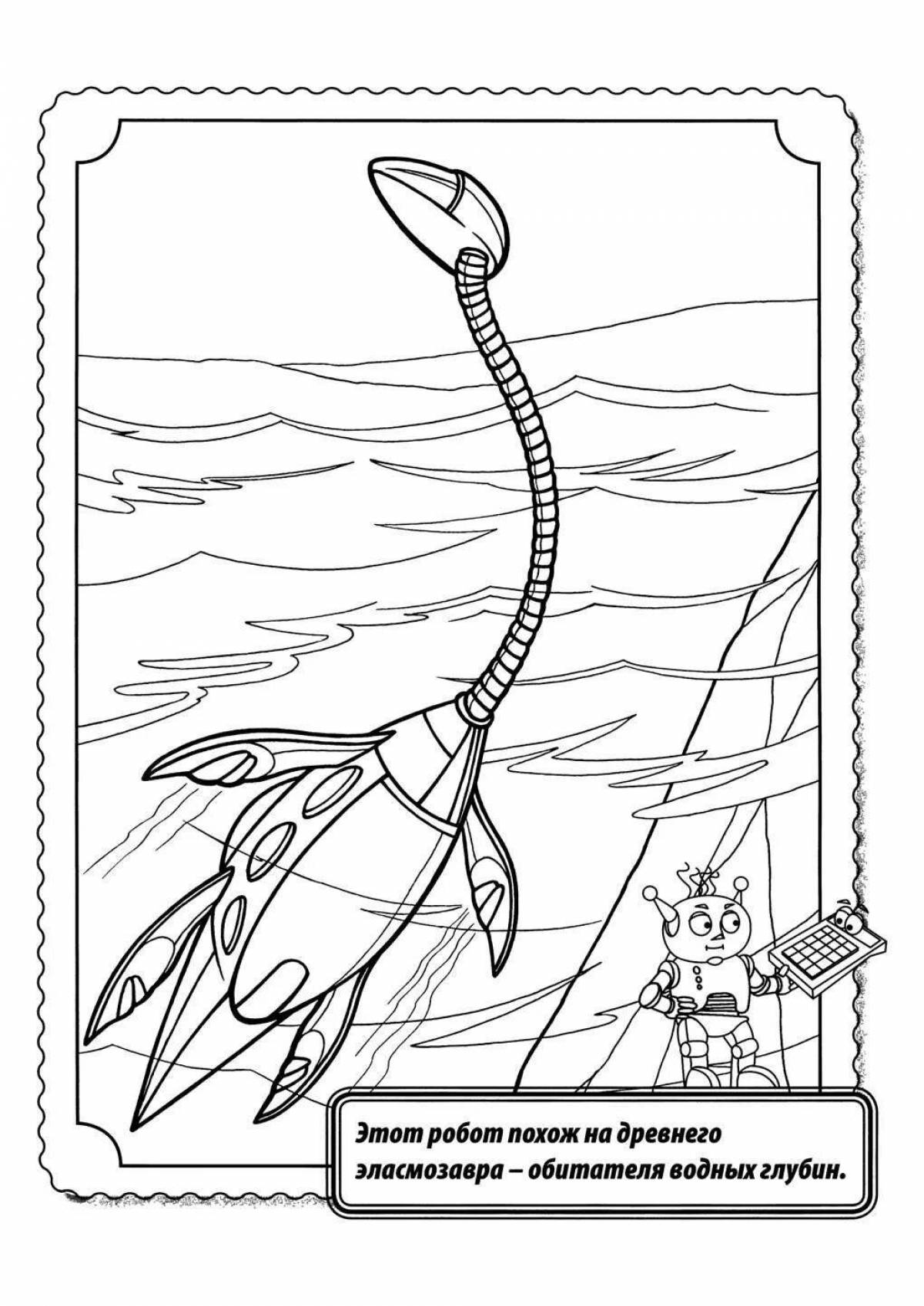 Fabulous shark robot coloring page