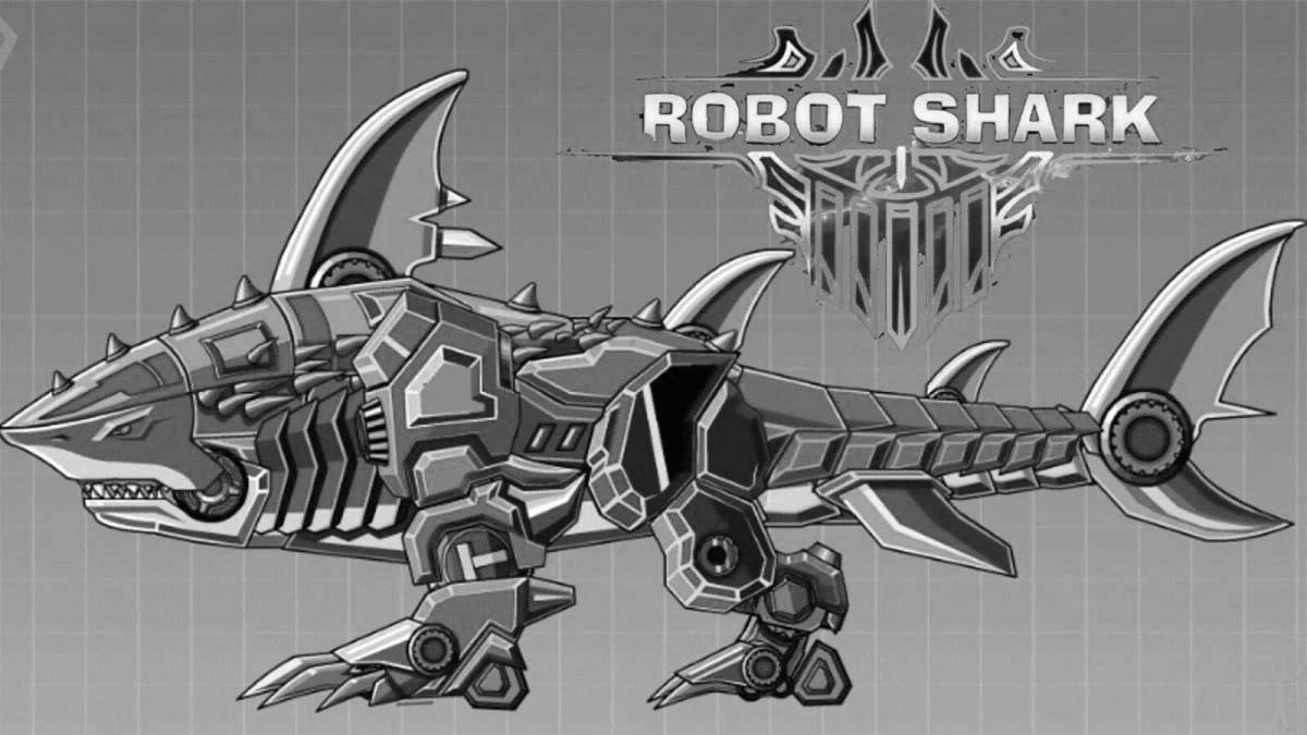 Robot shark coloring page