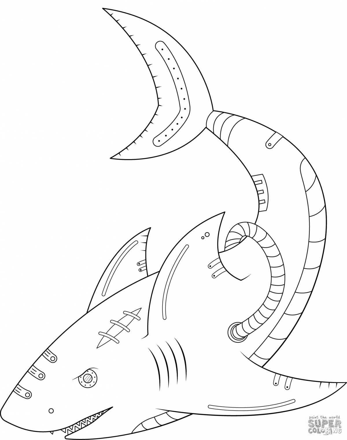 Robot shark coloring book in color pack