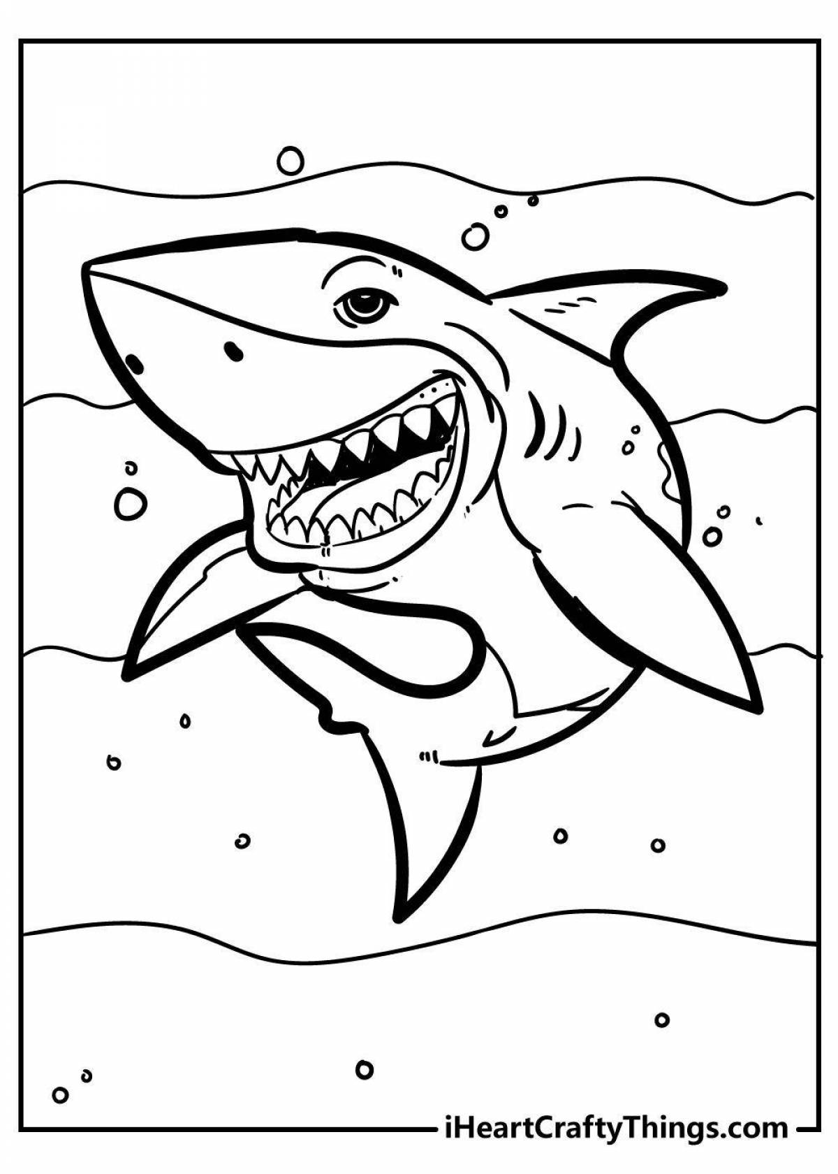 Robo shark coloring page with rich colors