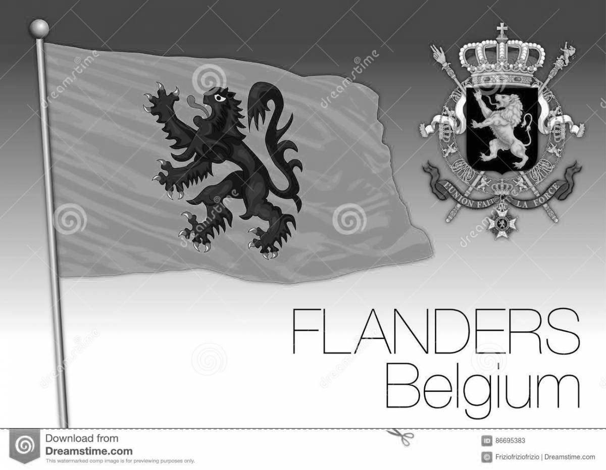 Милая страница раскраски с флагом бельгии