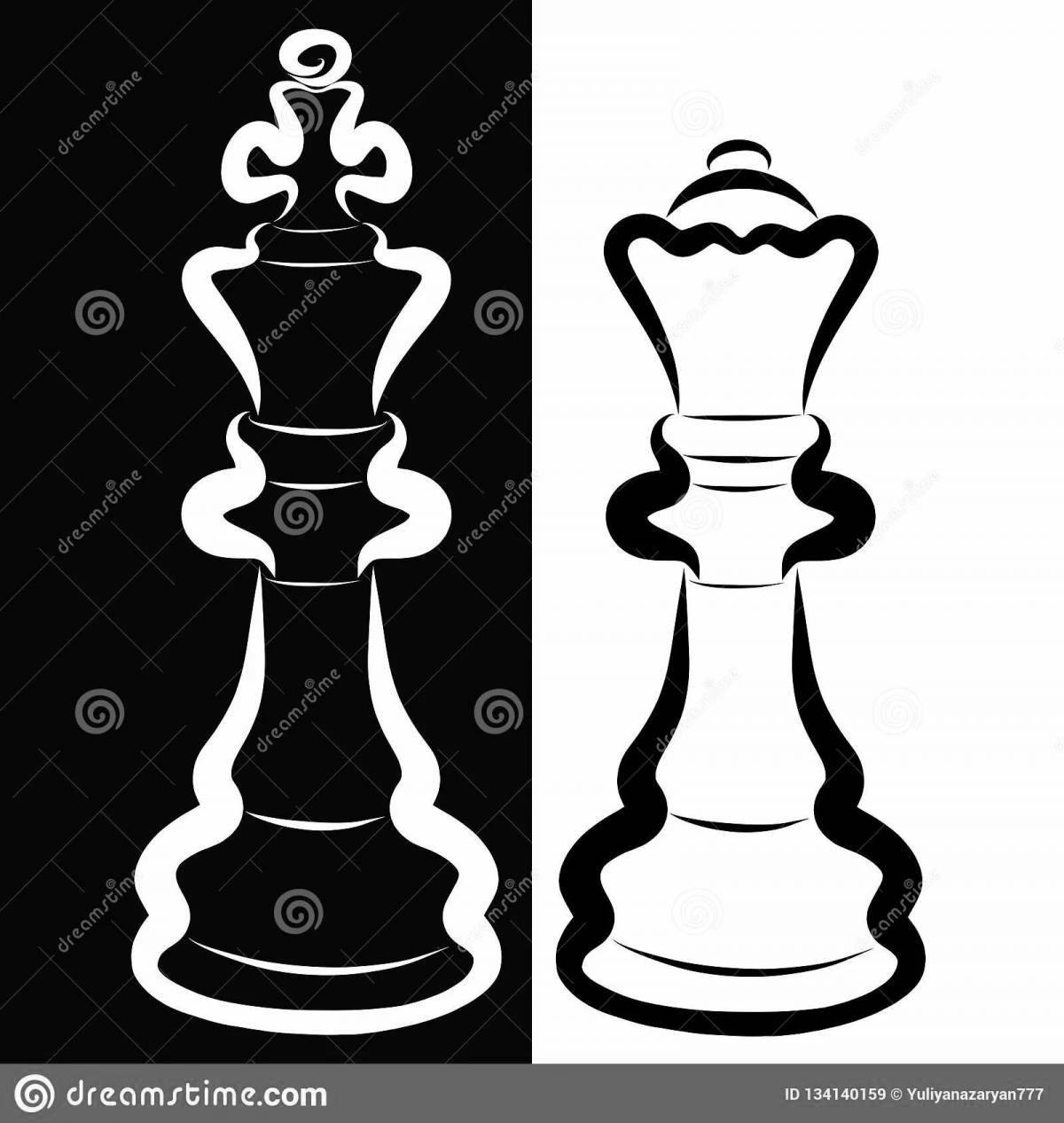 Coloring page glamor chess queen