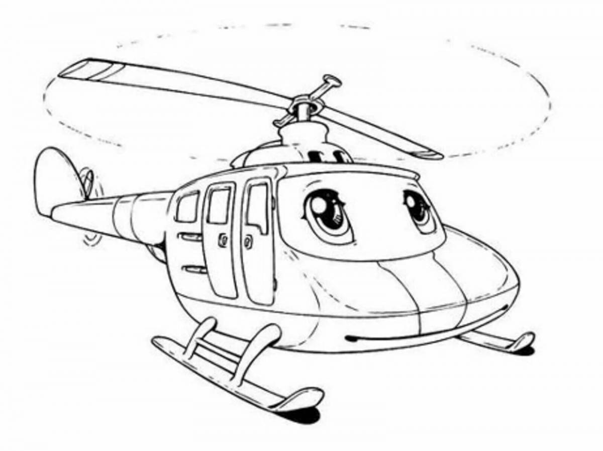 Красочная страница раскраски спасательный вертолет