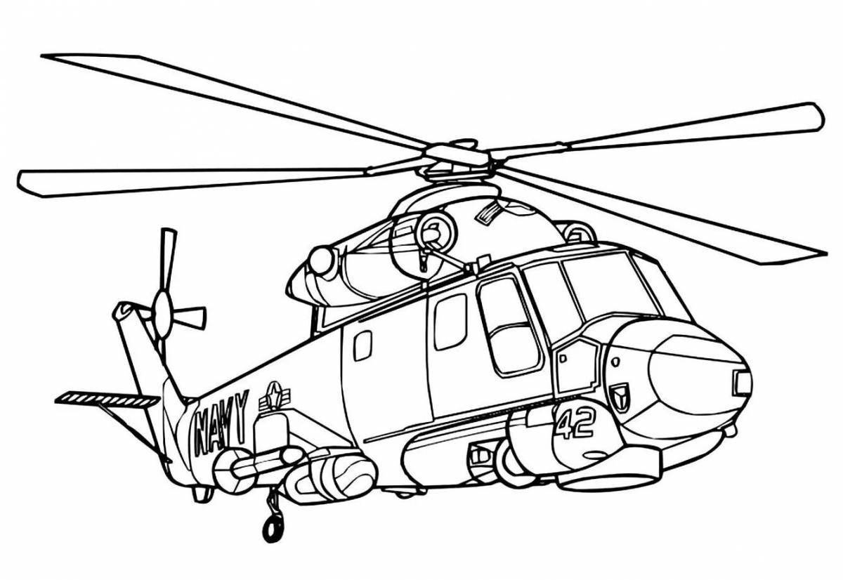 Exquisite rescue helicopter coloring page