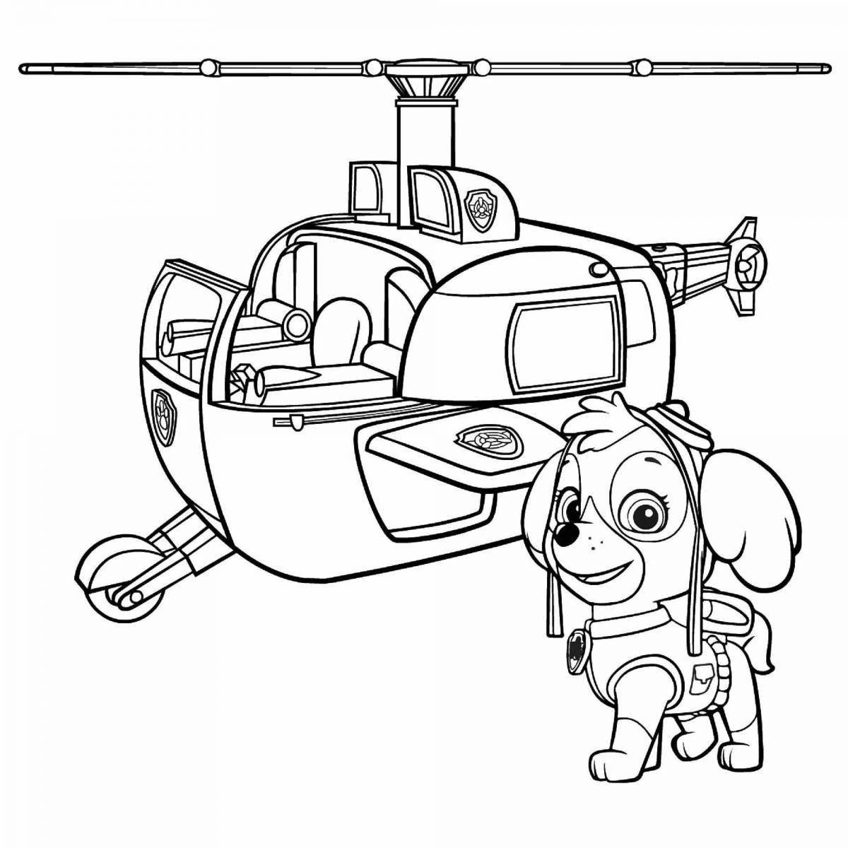 Mystical rescue helicopter coloring page