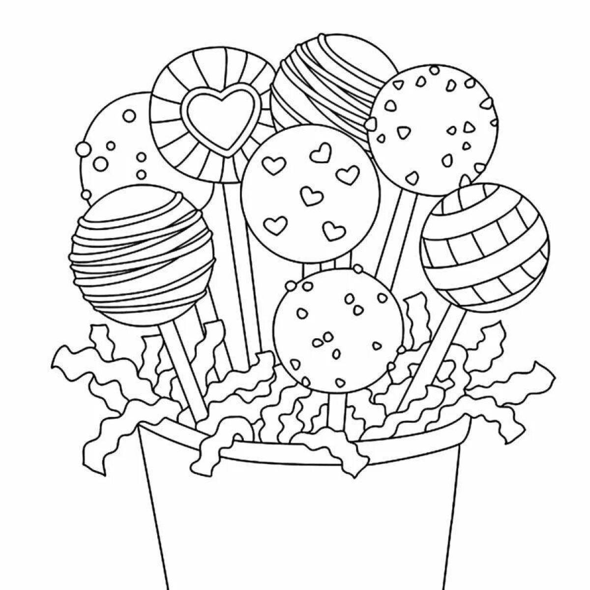 Colored cake pops coloring pages