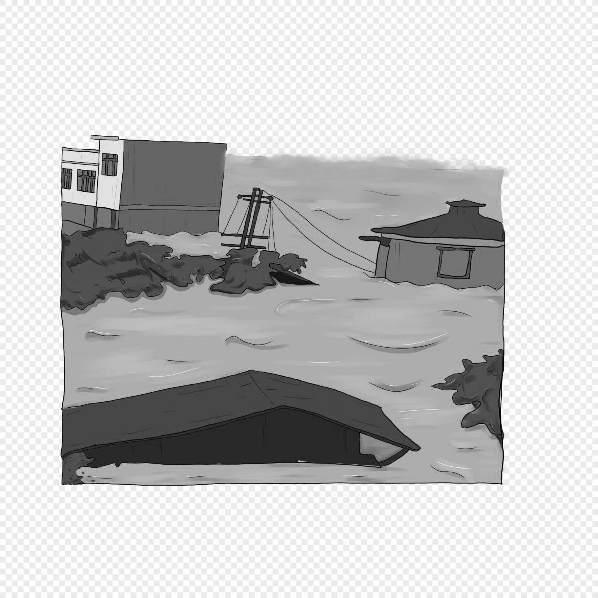 Привлекательная раскраска рисунок наводнения