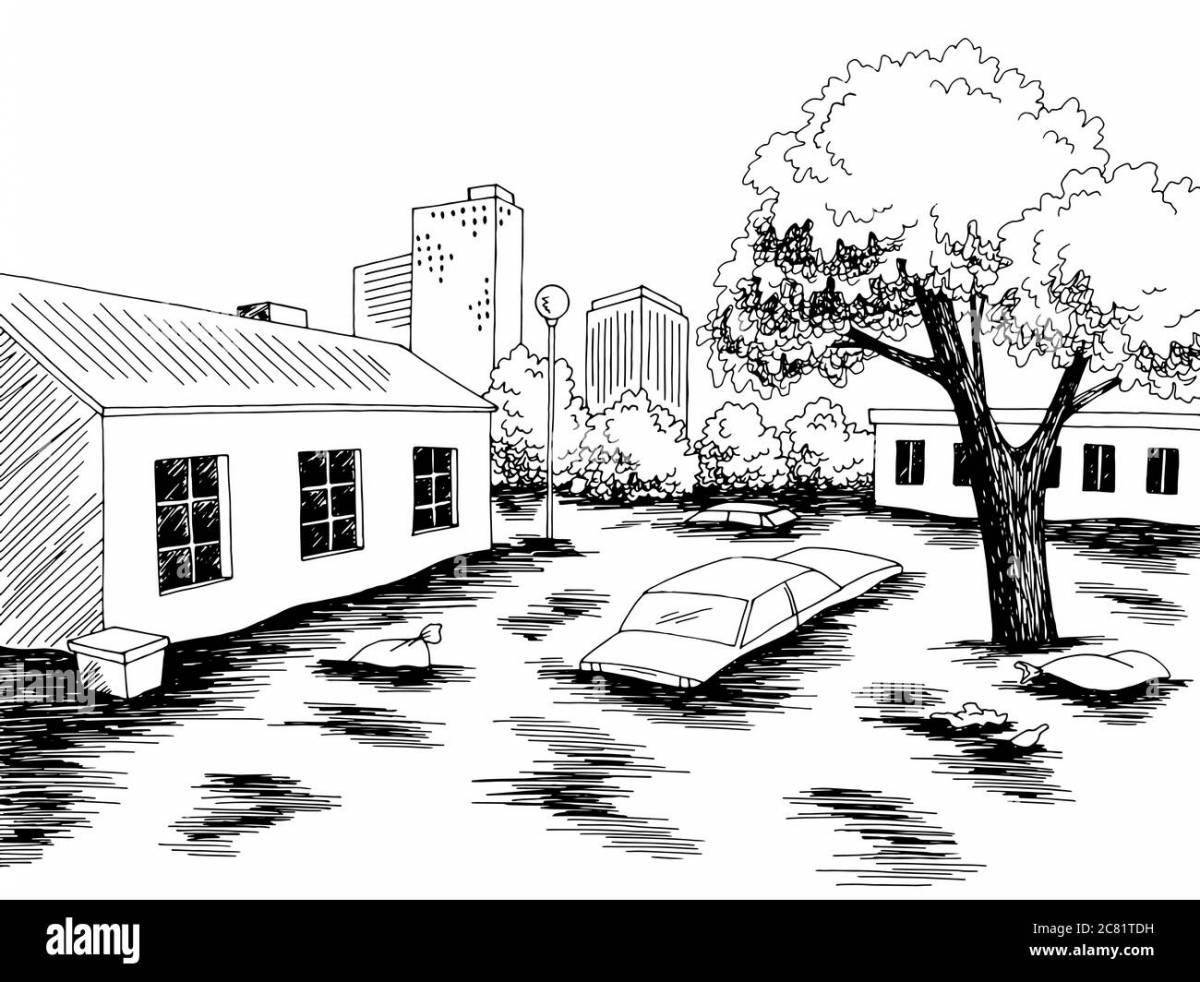Impressive coloring picture of the flood