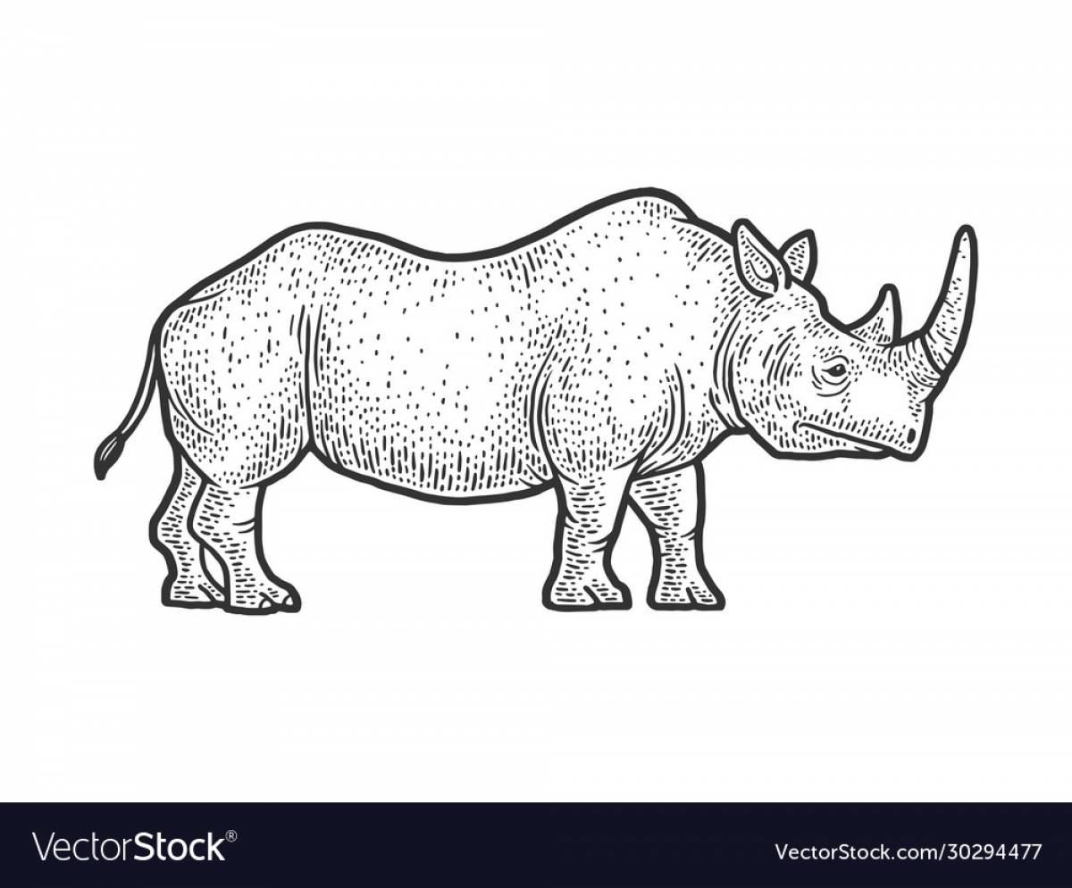 Изысканная раскраска шерстистого носорога