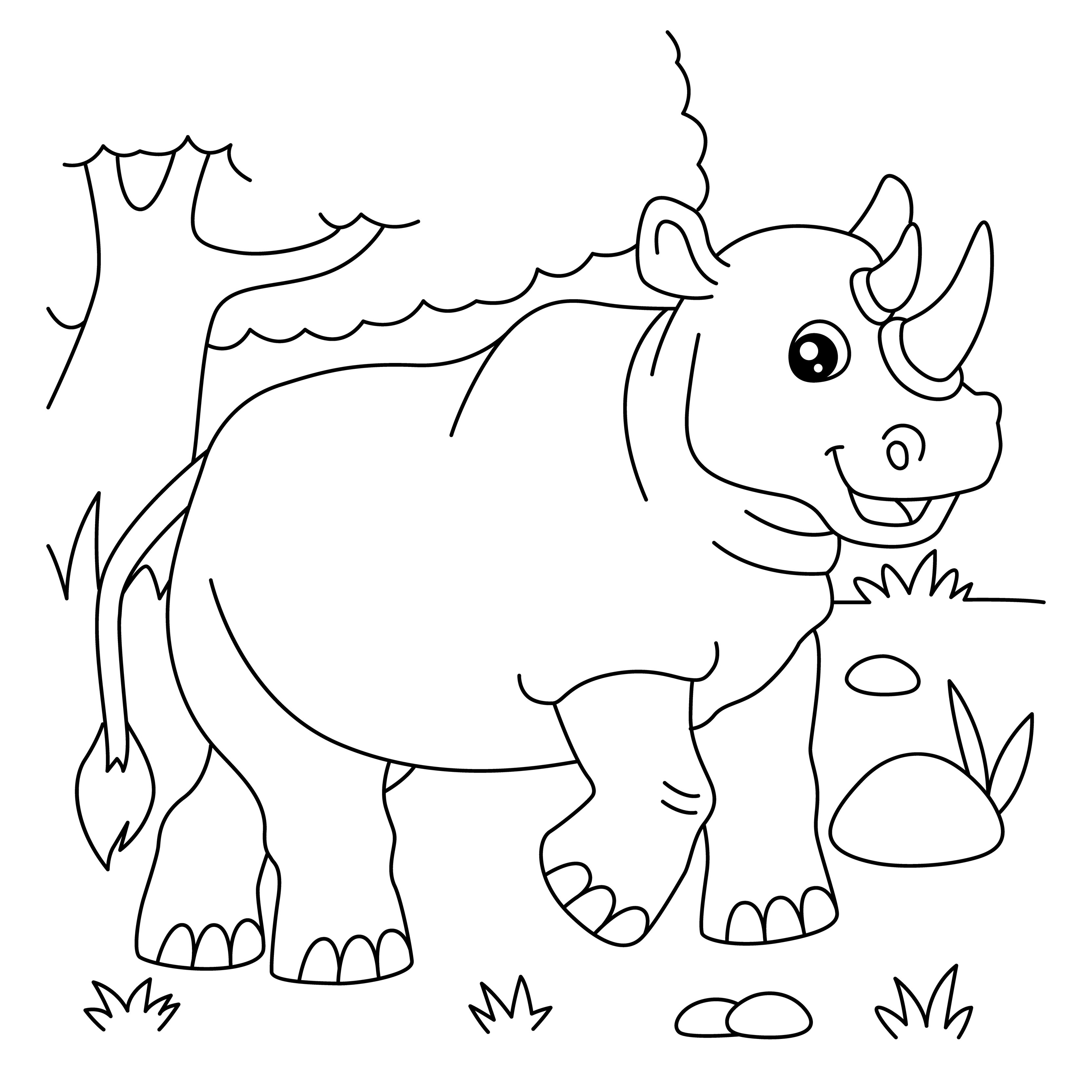 Раскраска буйный шерстистый носорог