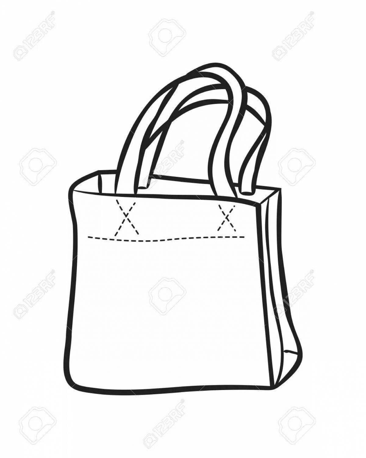 Coloring page beach bag with colorful polka dots