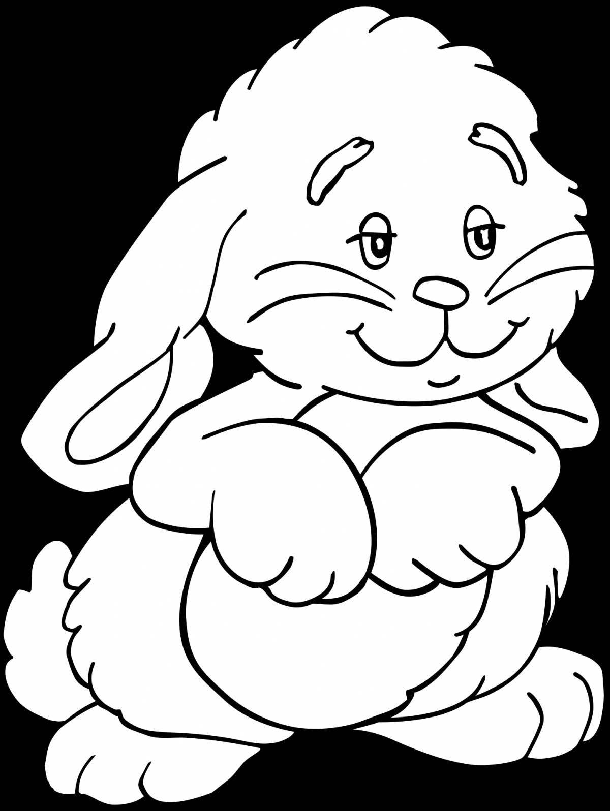 Fluffy angora rabbit coloring page