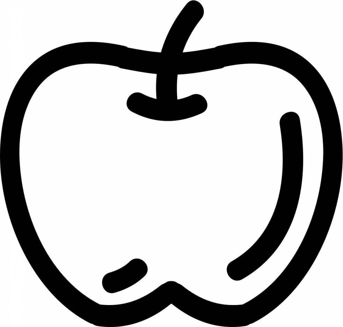 Coloring page of happy apple icon