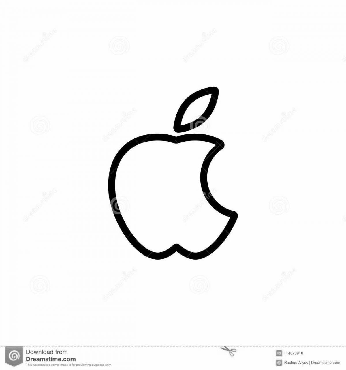 Игривая страница раскраски значка apple