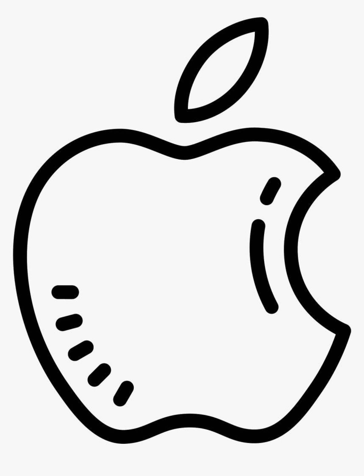 Страница раскраски со сверкающей иконкой apple