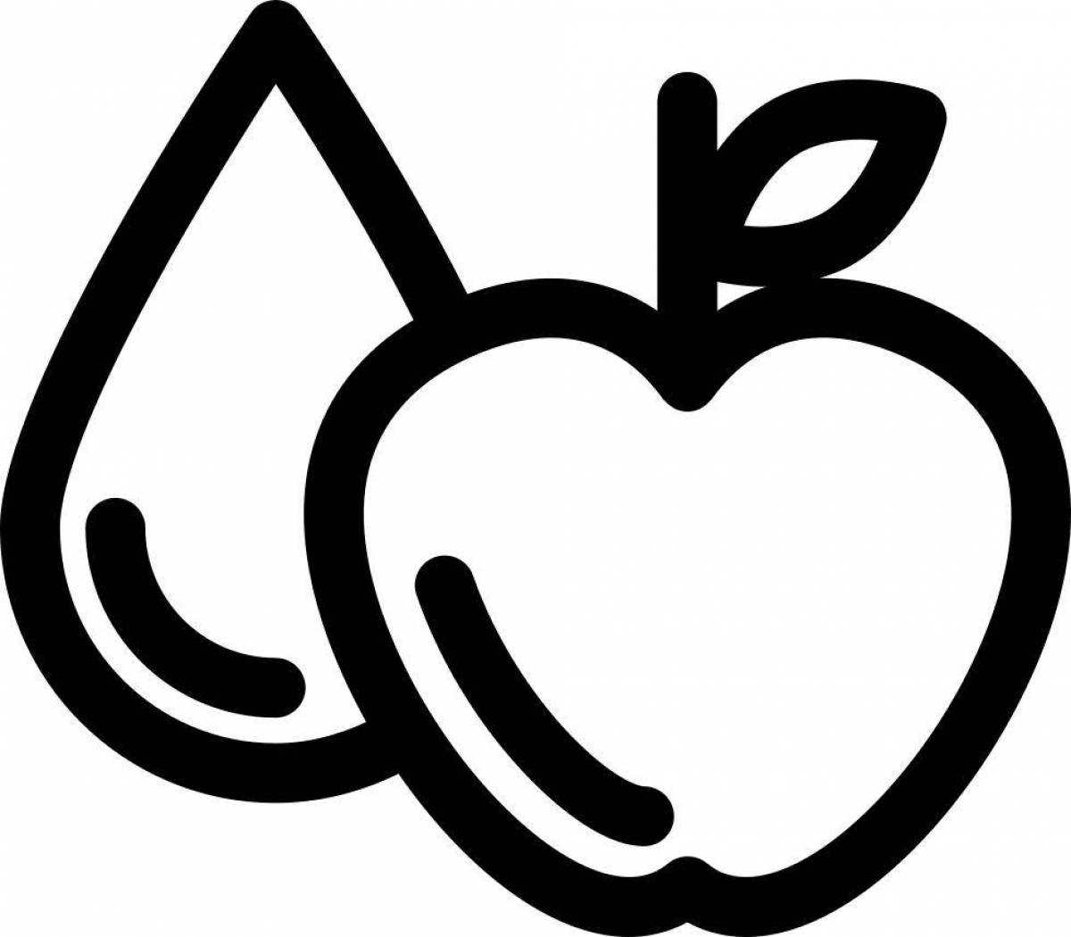 Dazzling apple icon coloring page