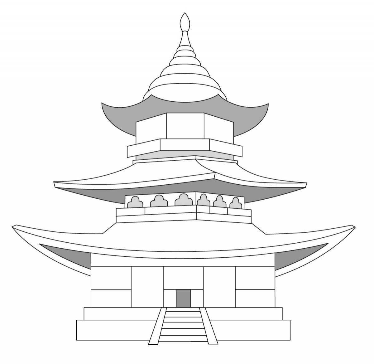 Coloring page luxury chinese temple