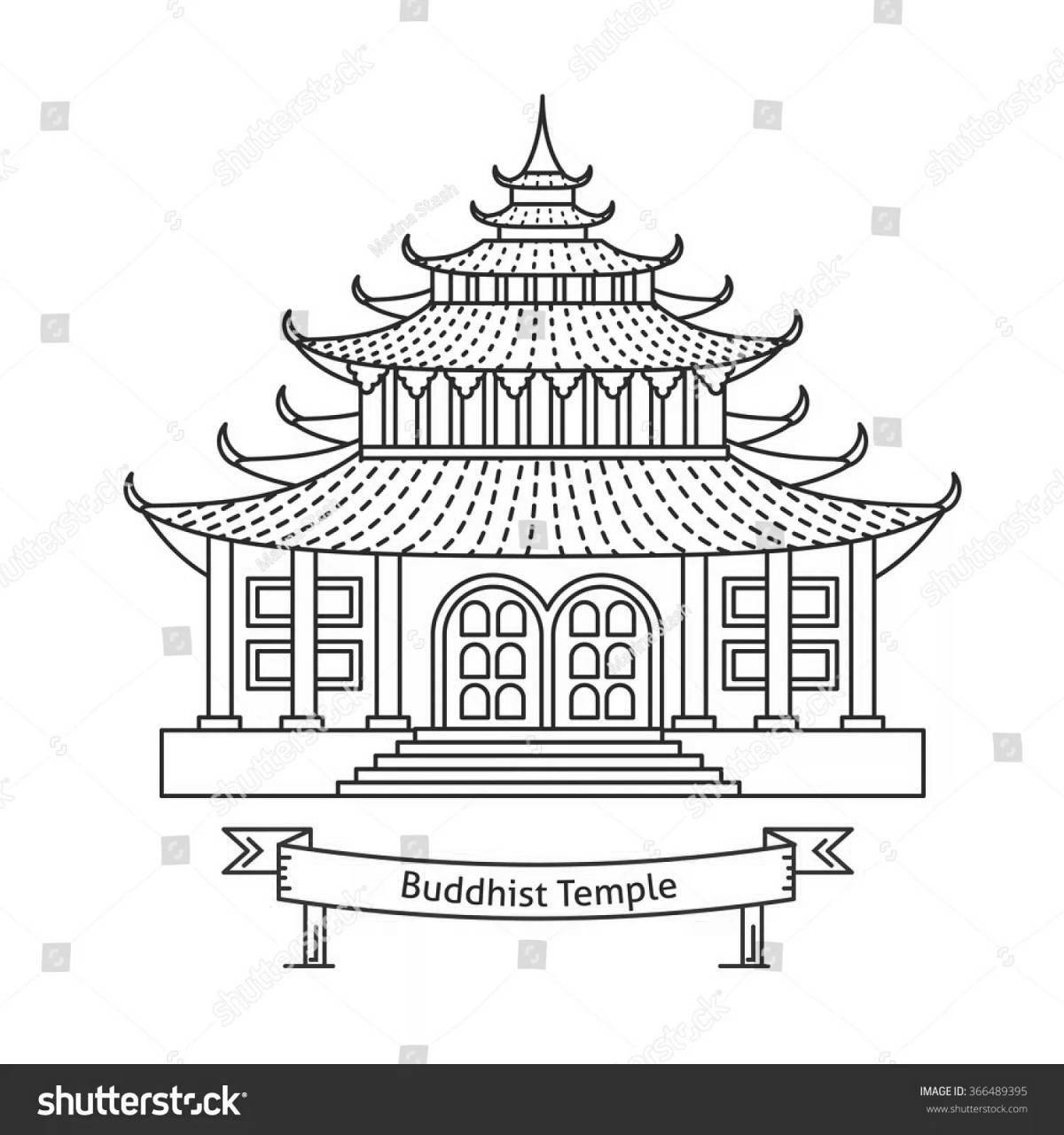 Coloring book of grandiose chinese temple