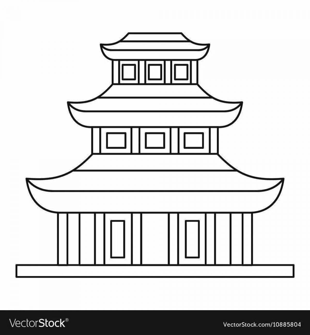 Coloring page amazing chinese temple