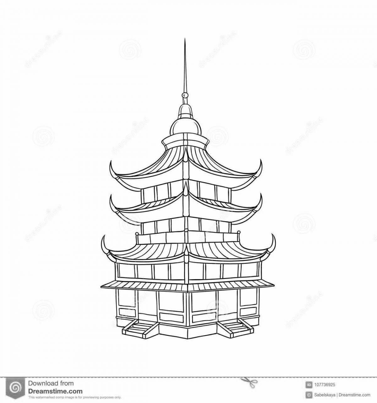 Coloring page dazzling chinese temple