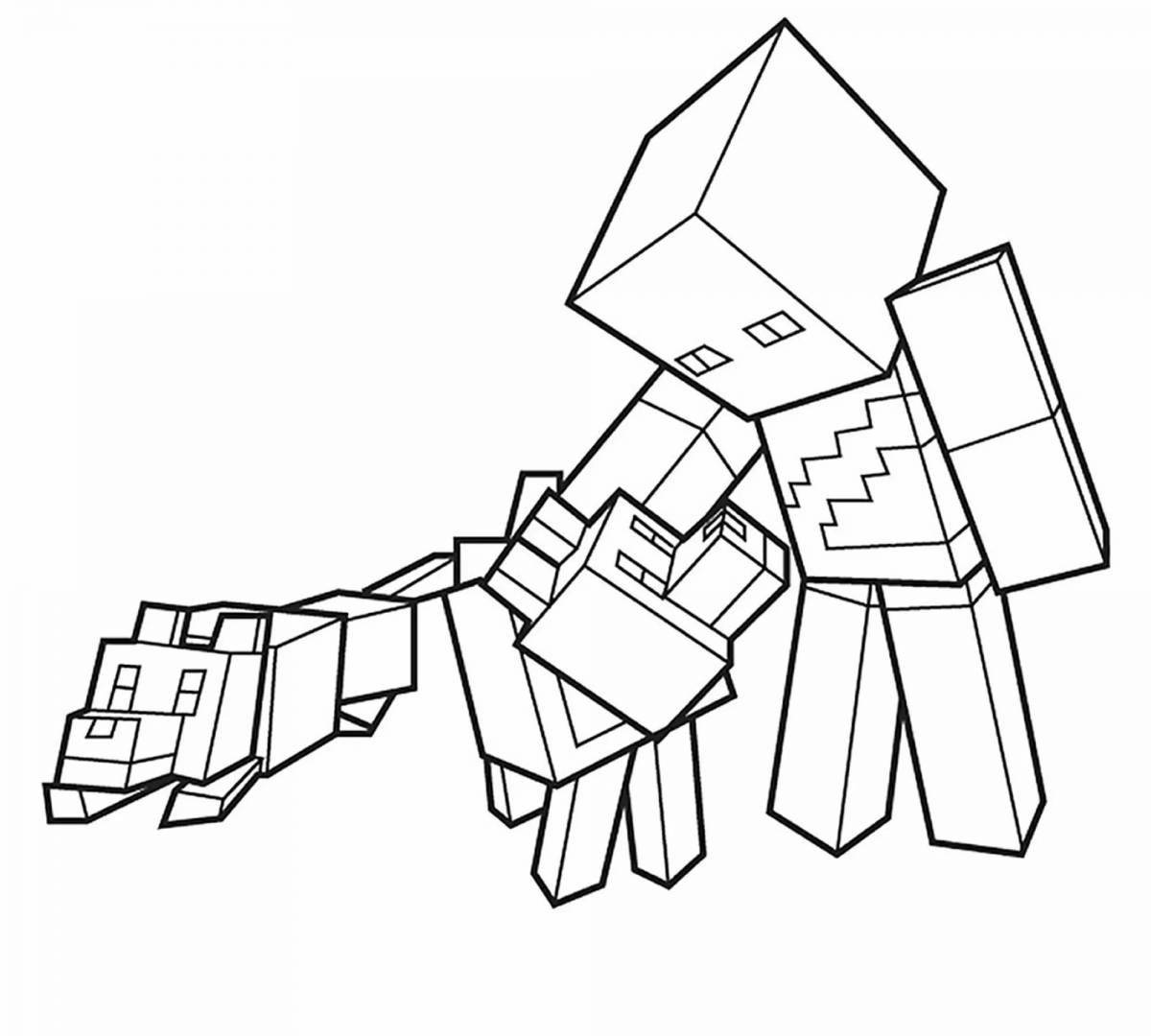 Funny minecraft pvp coloring page