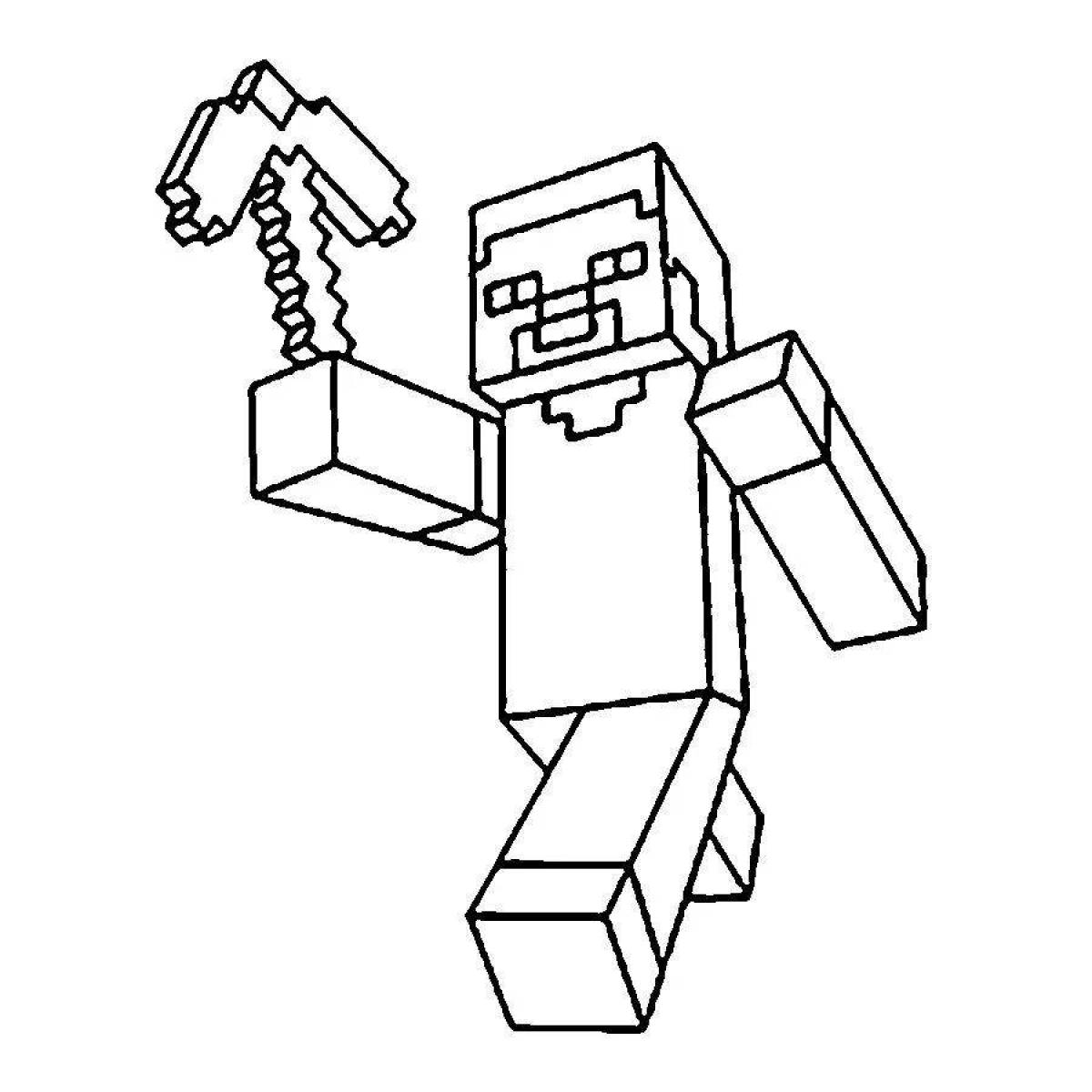 Playful minecraft pvp coloring page