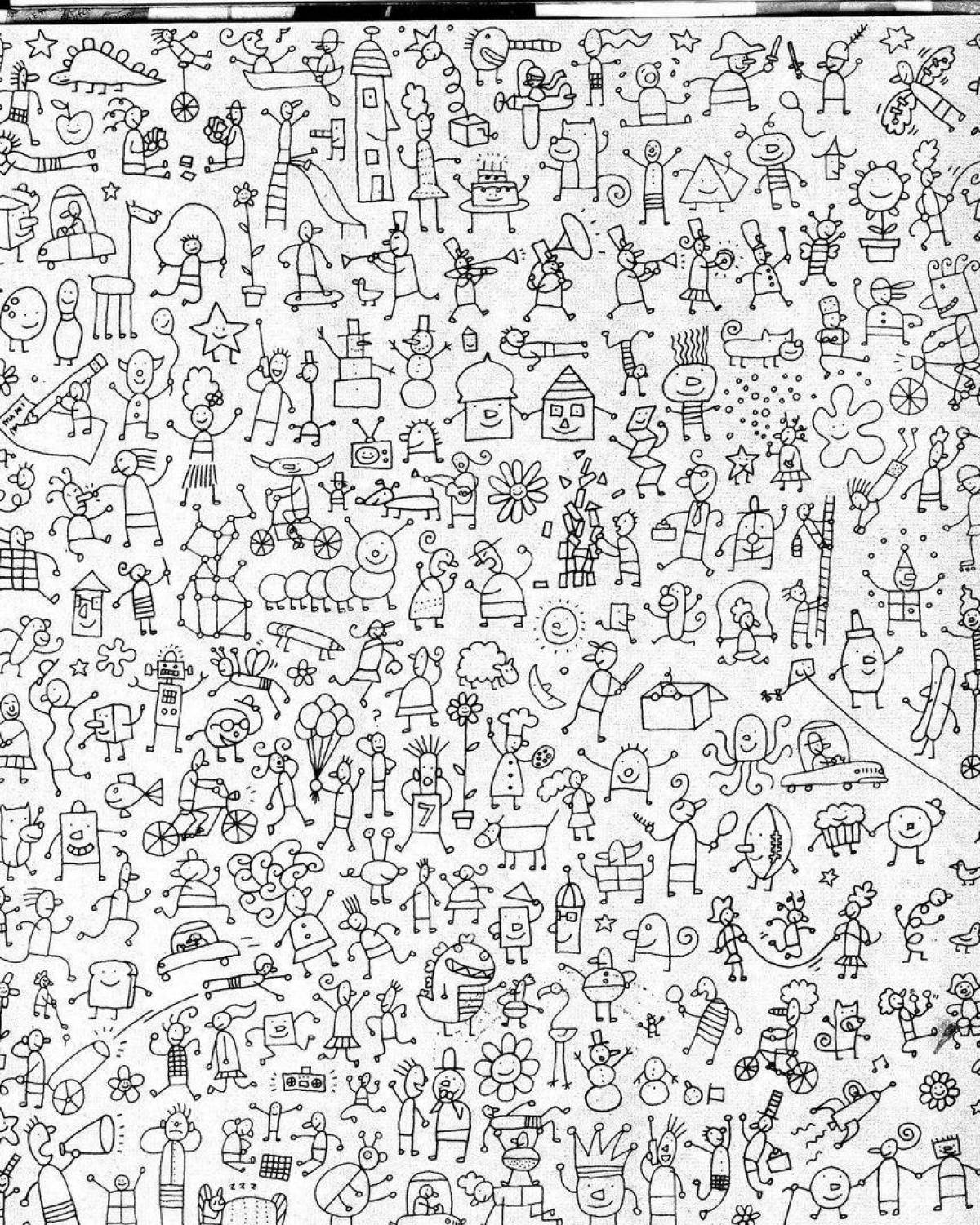 Раскраска Сложная раскраска с множеством фигур