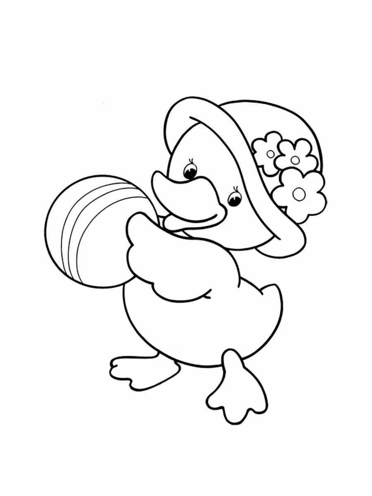 Colourful duck coloring book for girls