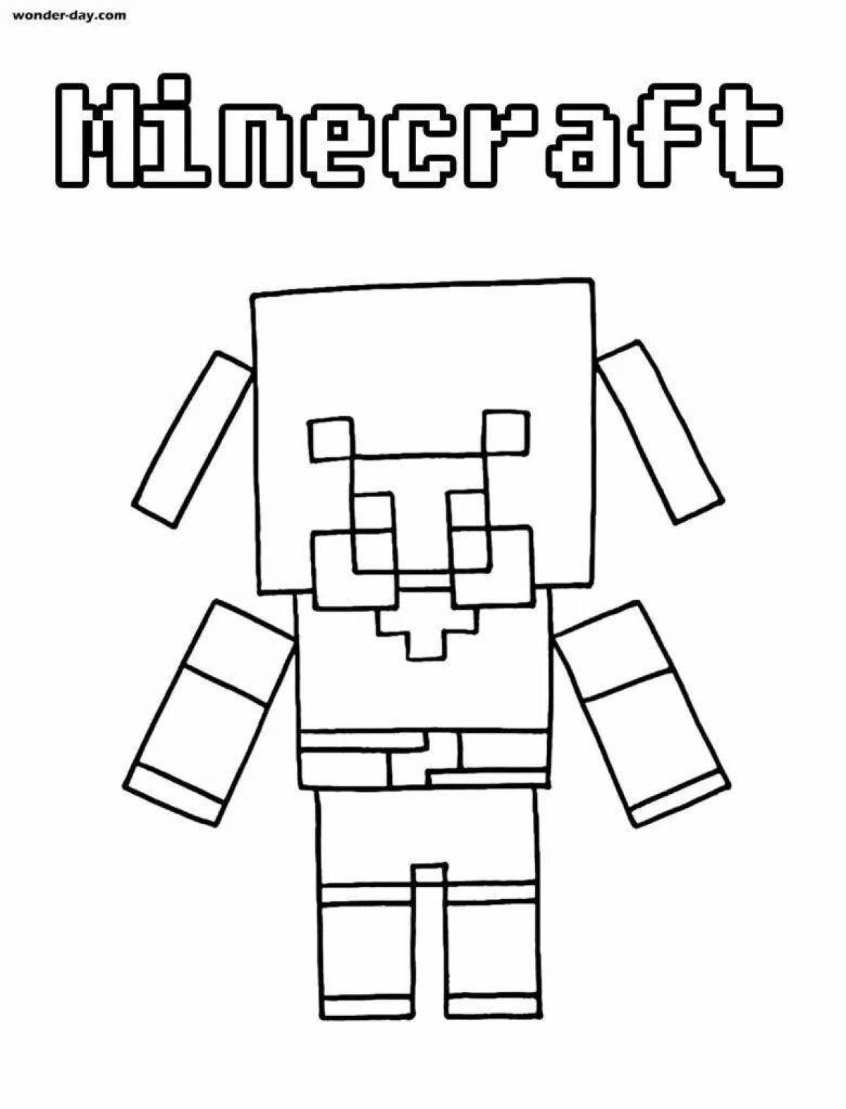 Bold minecraft armor coloring page