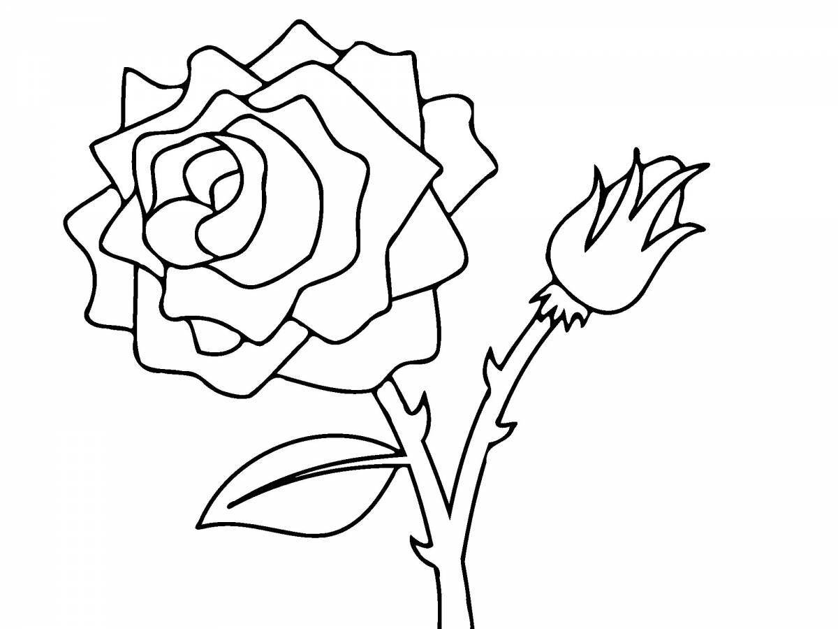 Adorable rose coloring page for girls