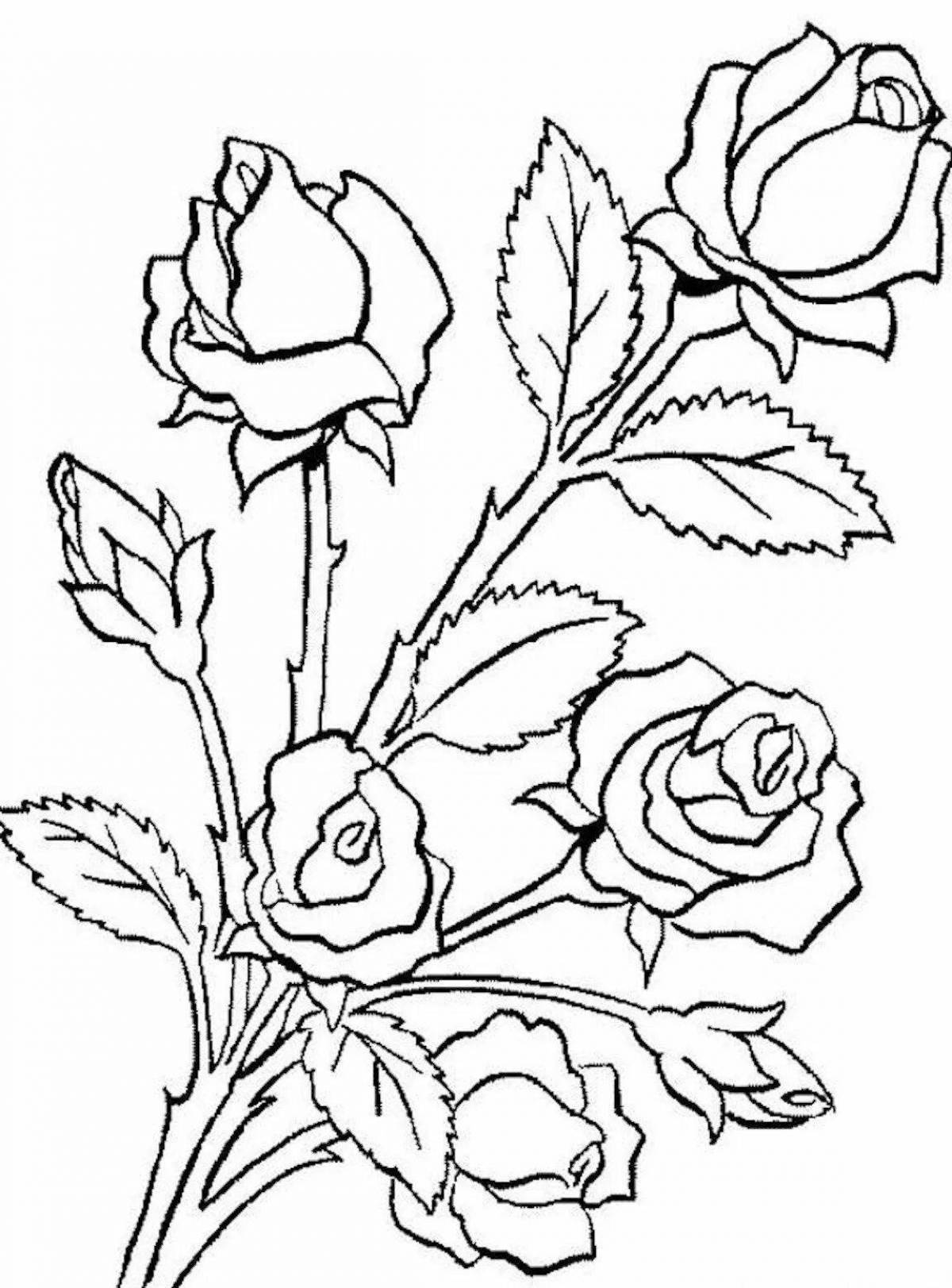 Glitter rose coloring book for girls
