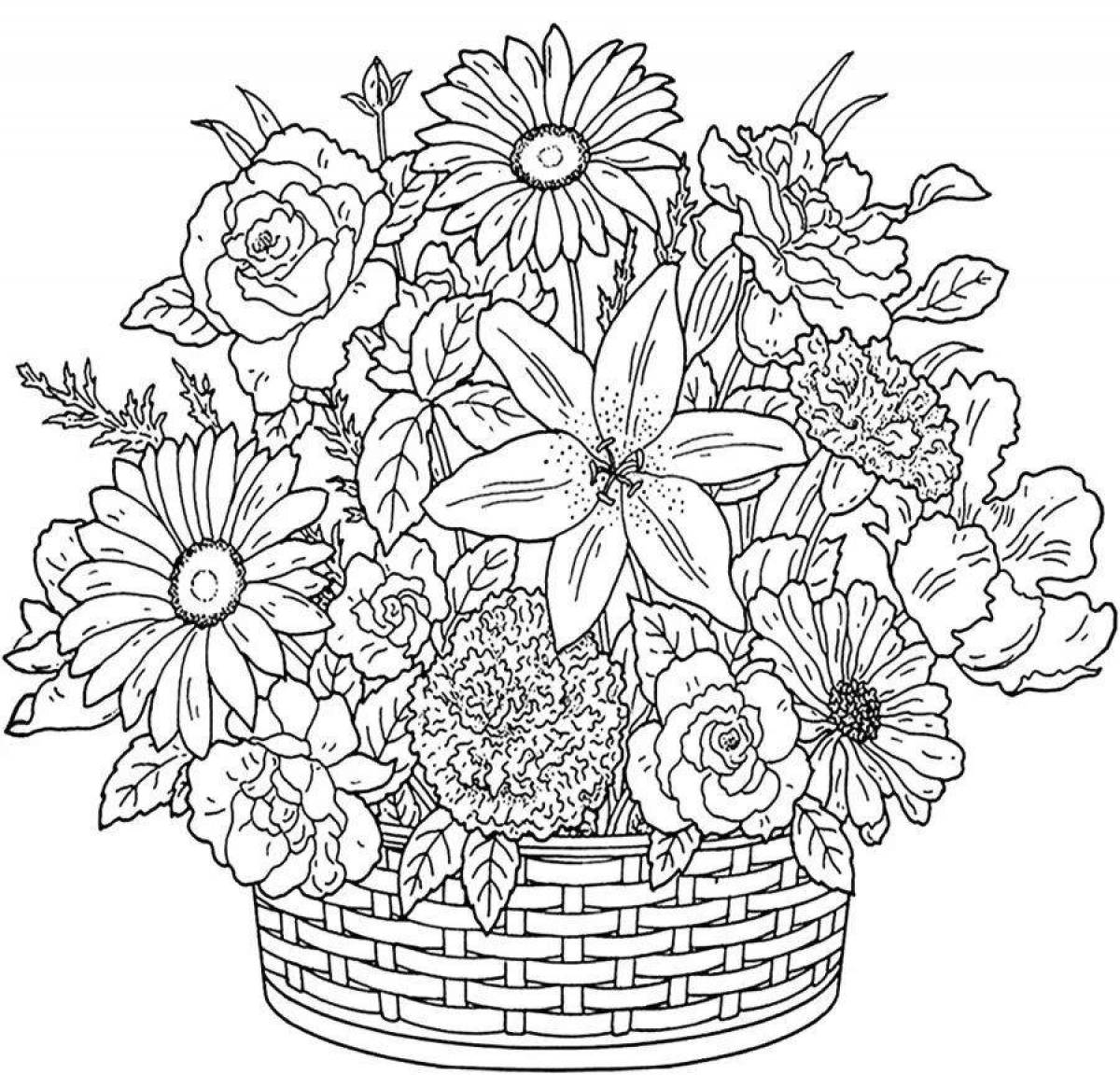Charming coloring bouquets of flowers