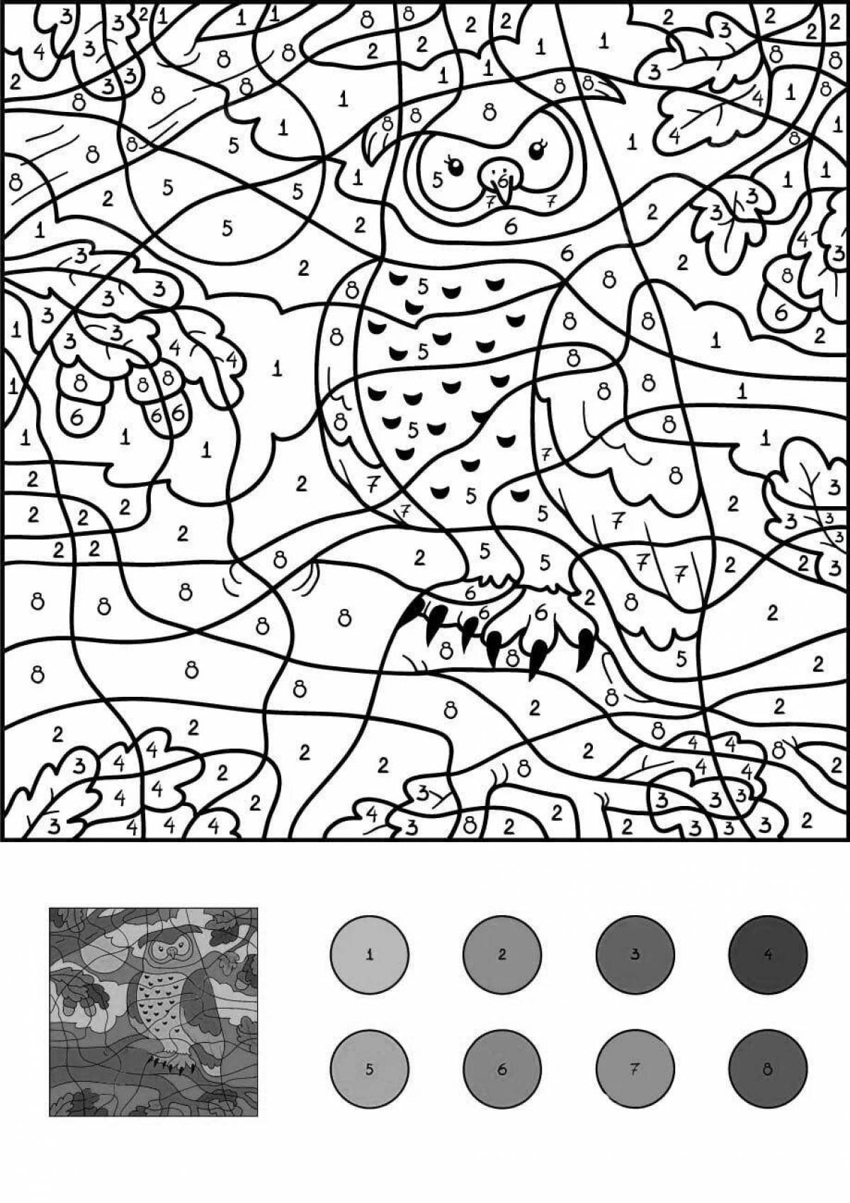 Entertaining number coloring page