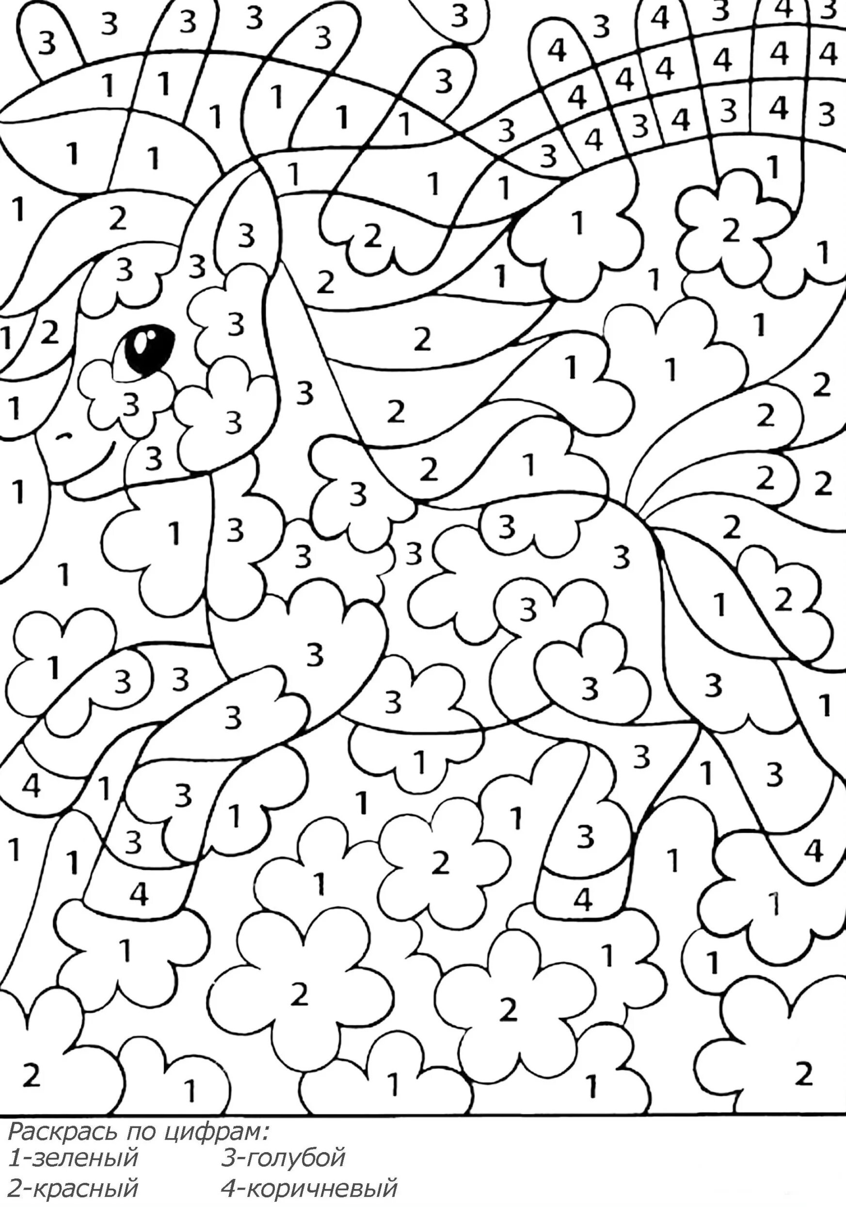 Color funny number coloring page