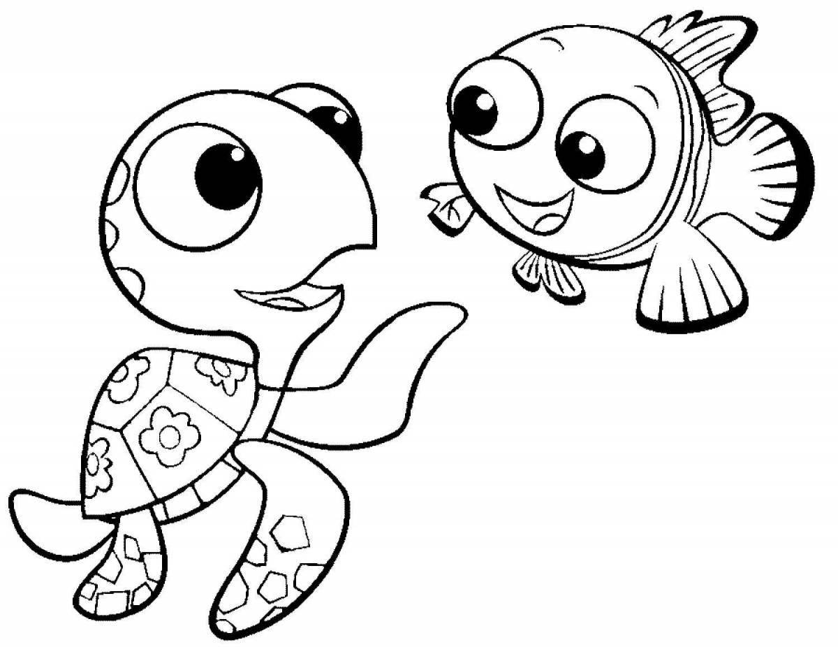 Great fish coloring book for boys