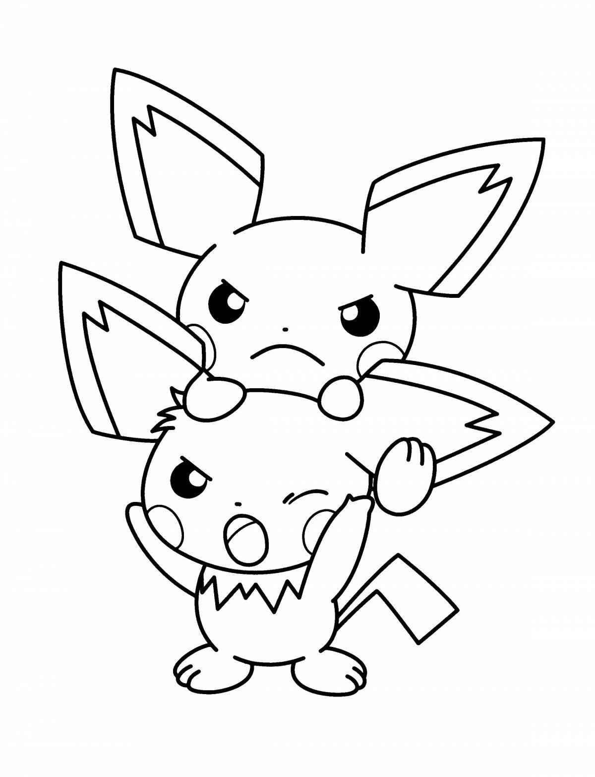 Bright coloring stitch and pikachu