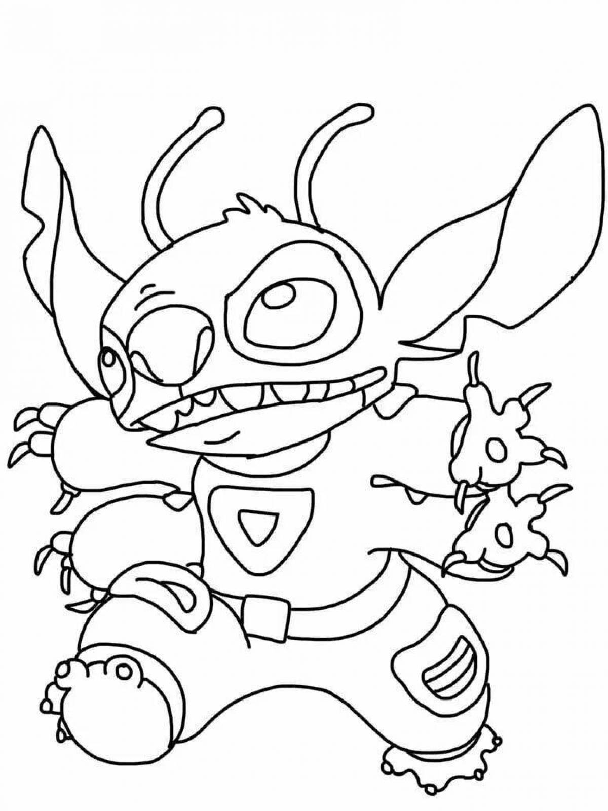 Fun coloring stitch and pikachu